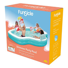 Load image into Gallery viewer, Funsicle Shimmer Party Pool, 10 ft. Inflatable Lounge Pool, Teal & White