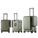 Multifunction Front Open Suitcase for 20 Inch Boarding Luggage Cosmetic Bag With USB Charging and Cup Holder