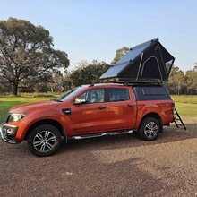 Load image into Gallery viewer, Remaco Camping Triangle Car Rooftop Tent Hard Clamshell Black Gray Aluminum 4 Person Hard Shell Roof Top Tent