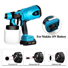 Load image into Gallery viewer, 800ml 800W Cordless Electric Paint Sprayer Spray Gun Airbrush Nozzle Plastic Adjustable Car Spraying for Makita 18V Battery