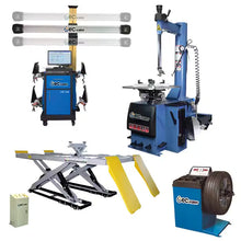 Load image into Gallery viewer, Complete Garage Car Repair Equipment Set – Tyre Changer, Wheel Balancer, Car Lifter, Wheel Alignment & Air Compressor