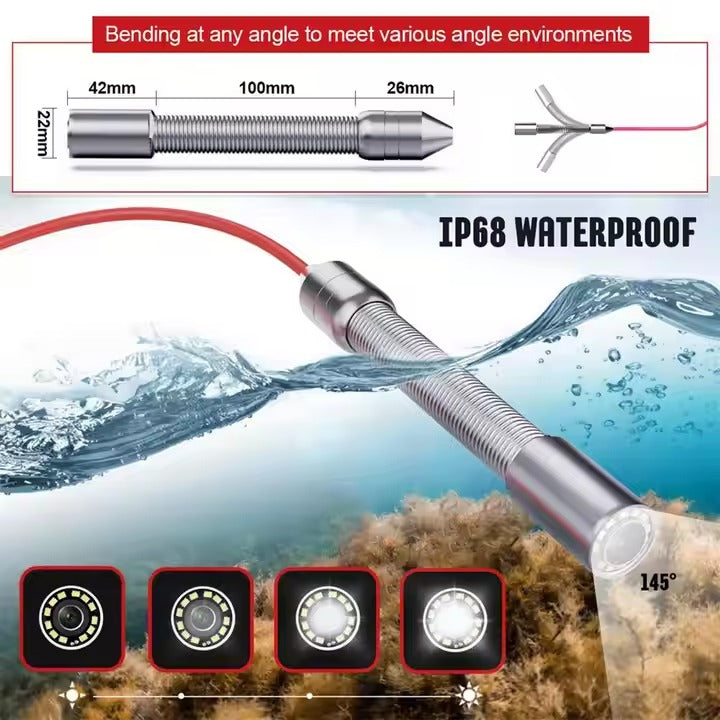 VSNDT HD Camara Borescope 10 Meter Sewer Inspection Camera Endoscope Camera Memory Pipe or Underwater Checking
