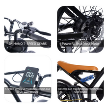 Load image into Gallery viewer, ECORIDE V6 Electric Mountain Bike 250W–1000W – 20" Fat Tire E-Bike with 48V Lithium Battery (10.4Ah–20Ah), 7-Speed, Dual Suspension, LCD Display