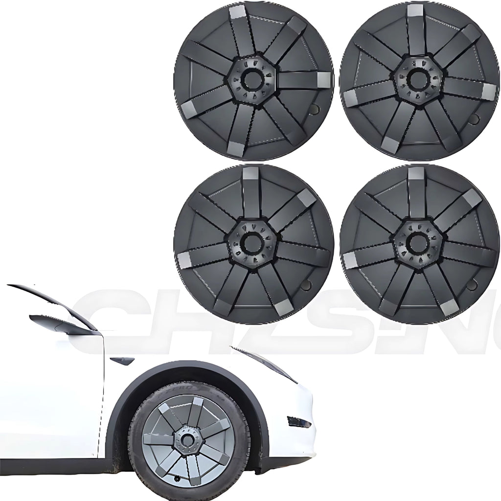 19” Cybertruck Wheel Covers for Tesla Model Y (Matte Black)