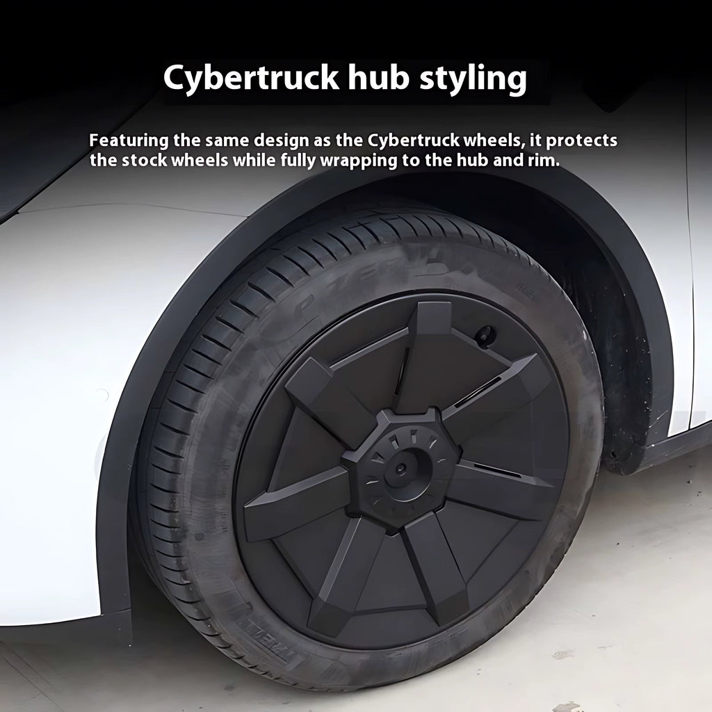 19” Cybertruck Wheel Covers for Tesla Model Y (Matte Black)