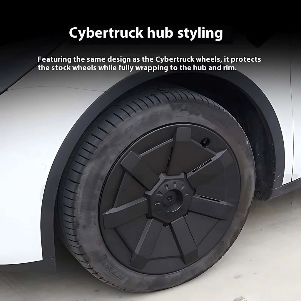 19” Cybertruck Wheel Covers for Tesla Model Y (Matte Black)