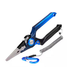Load image into Gallery viewer, Titanium Fishing Pliers 7" Split Ring Long Nose Tool – Aluminum Alloy, Braid Cutter, Saltwater & Freshwater Use