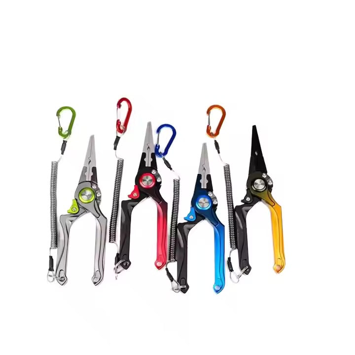 Titanium Fishing Pliers 7" Split Ring Long Nose Tool – Aluminum Alloy, Braid Cutter, Saltwater & Freshwater Use
