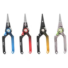 Load image into Gallery viewer, Titanium Fishing Pliers 7" Split Ring Long Nose Tool – Aluminum Alloy, Braid Cutter, Saltwater & Freshwater Use