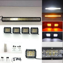 Load image into Gallery viewer, 1 Slide Bracket Dual Color Strobe Light Bar Sync with 4 Packs 4" LED Pods-0