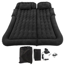Load image into Gallery viewer, 2-in-1 Car Inflatable Mattress Soft PVC Flocking Travel Bed with Pump Black-0
