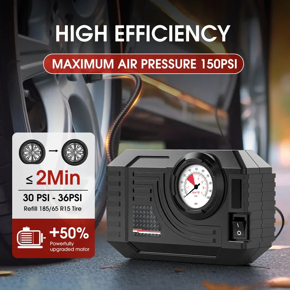 Mini Electric Air Pump 20L/Min Portable Tire Inflator Black-1