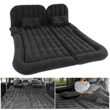 Load image into Gallery viewer, 2-in-1 Car Inflatable Mattress Soft PVC Flocking Travel Bed with Pump Black-1