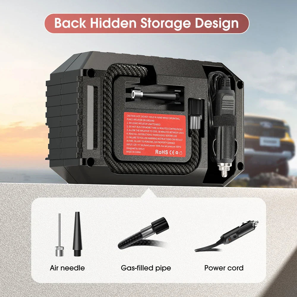 Mini Electric Air Pump 20L/Min Portable Tire Inflator Black-4