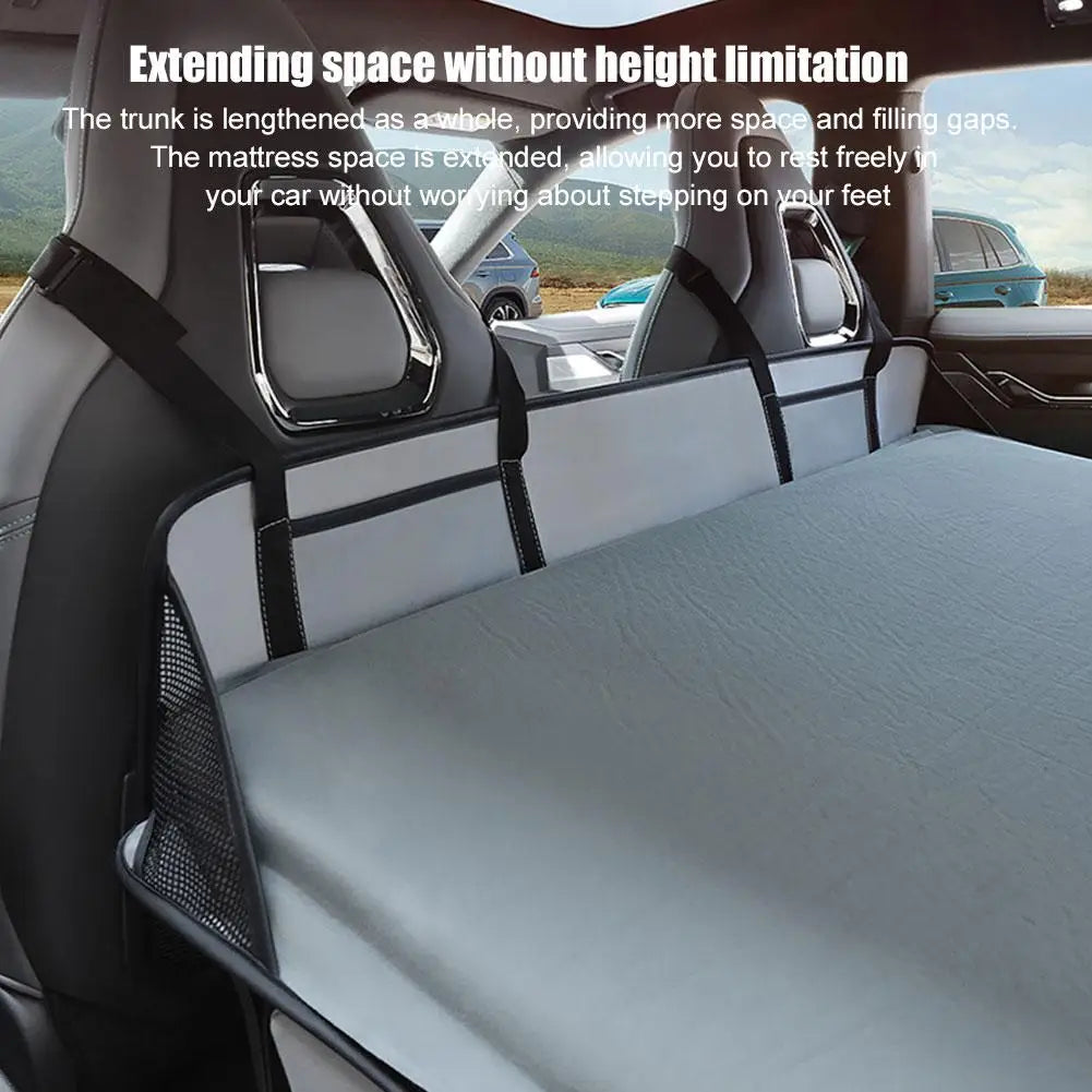 Foldable Car Camping Head Block with Storage Flannel Sleeping Pad Grey-4