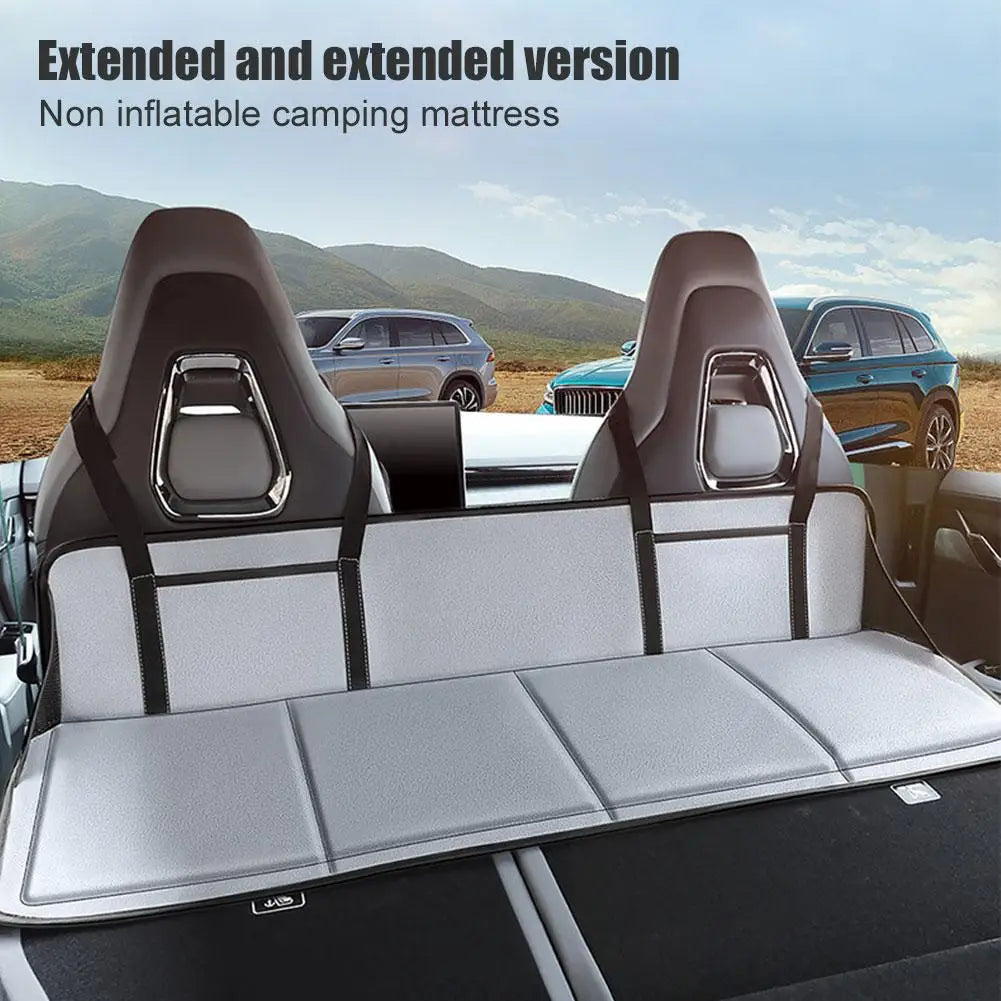 Foldable Car Camping Head Block with Storage Flannel Sleeping Pad Grey-2