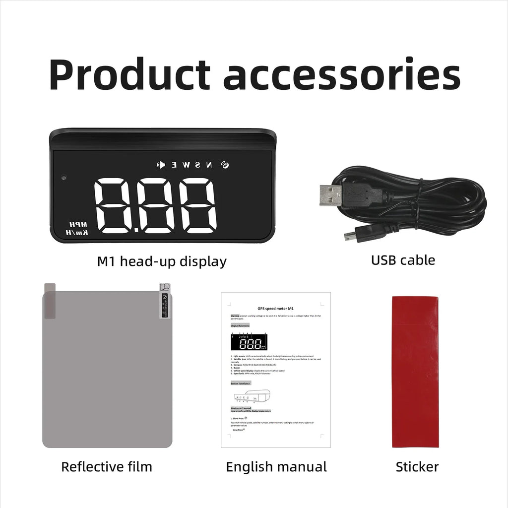 M3 Car HUD Display High Definition Windshield Projection Black-1