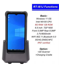 Load image into Gallery viewer, Windows 11 Rugged PDA Tablet | 6.5" Display, Intel N5100, 8GB RAM, 128GB Storage, IP67 Waterproof Handheld Industrial Data Collector