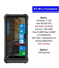 Load image into Gallery viewer, Windows 11 Rugged PDA Tablet | 6.5" Display, Intel N5100, 8GB RAM, 128GB Storage, IP67 Waterproof Handheld Industrial Data Collector