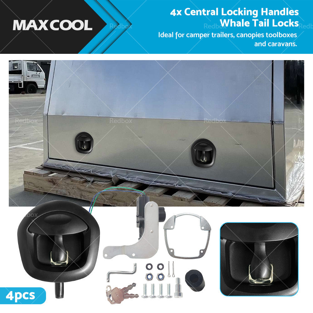 4x Power Operated Whale Tail T Handle Folding Lock Trailer Canopy Black DC 12V-0