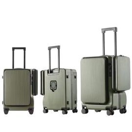 Multifunction Front Open Suitcase for 20 Inch Boarding Luggage Cosmetic Bag With USB Charging and Cup Holder