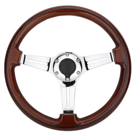 350mm Wood Grain Black Trim Classic Mini Steering Wheel