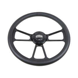 355mm Universal Half Wrap Microfiber Leather Steering Wheel Black Spoke 6-Bolt 14 Inch Car Steering Wheel