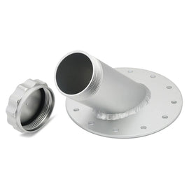 45 Degree Filler Neck Fuel Cell Cap Billet Aluminum, 12cm Racing Fuel Cell tank Cap Silver