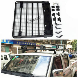 4x4 Aluminum Alloy & Steel Luggage Roof Rack Black Universal Install Screws Brackets for Hilux Ranger D-Max Pickup 2011-