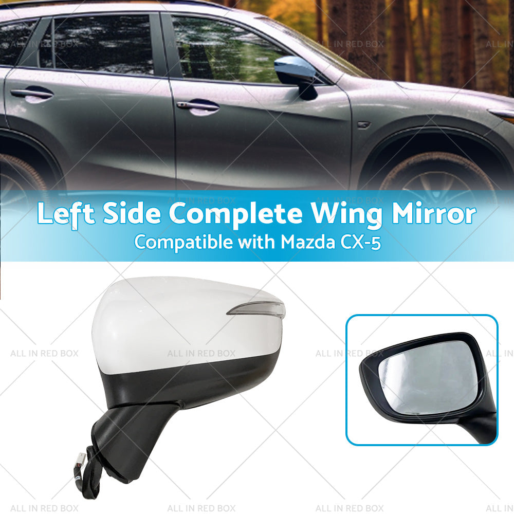 LH Door Wing Mirror Suitable for Mazda CX-5 2015-2016 No BlindSpot 8 Wires White-2