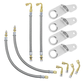 Double Tires Air Inflation Kit 6-Piece Brass Valve Stem Extenders and 4-Piece Brackets Universal Air Infla New Condition