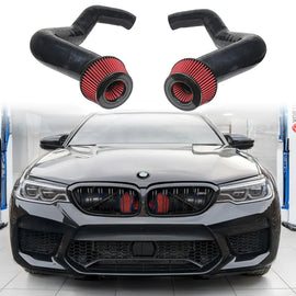 For  2018+ BMW M5 M8 G90 F90 F91 F92 F93 M550i M850i G15 G30 S63R S63TU4 Silicone Front Mount Intake Cold Air Intake Kit