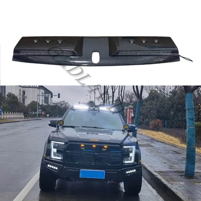 GZDL4WD Car Light Accessories Carbon Black Roof Top Cover LED Front Roof Spoiler for Ranger T6 T7 T8 2012+