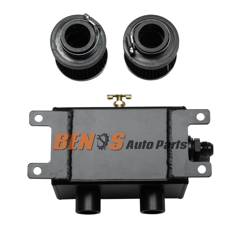10AN 2 Port Oil Catch Can Reservoir Tank with Breather Filter Baffled