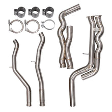 Load image into Gallery viewer, BMW M3 F80 / M4 F82 F83 2014+ S55 Resonated Equal Length Single X Midpipe, 1.5 mm Stainless (Factory Rear Muffler)