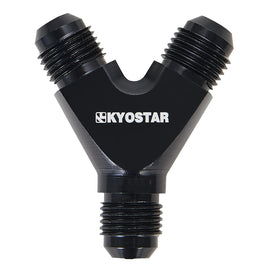 Universal AN6 3-Way Y-Block Male Fitting Adapter - Black Aluminium