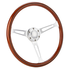 Load image into Gallery viewer, Universal 15 inch 380 mm Classic Wood Grain 3-Spoke Steering Wheel, Silver Chrome Spokes