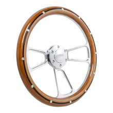 Load image into Gallery viewer, Universal 14 inch Real Mahogany Wood Half Wrap Steering Wheel with Aluminium Rivets, 4-Spoke