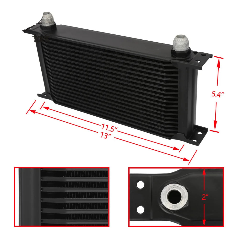 Small Universal Aluminium Oil Cooler 13 x 6.6 x 2 Inch - Engine, Transmission or Differential