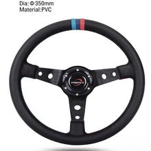 Load image into Gallery viewer, Universal 350 mm 3-Spoke Racing Steering Wheel Black/White Leather &amp; Suede – VW, BMW