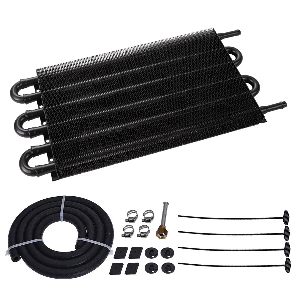 Universal 6-Row Aluminium Tube and Fin Transmission Oil Cooler - 15.5 x 7.5 x 0.75 inch
