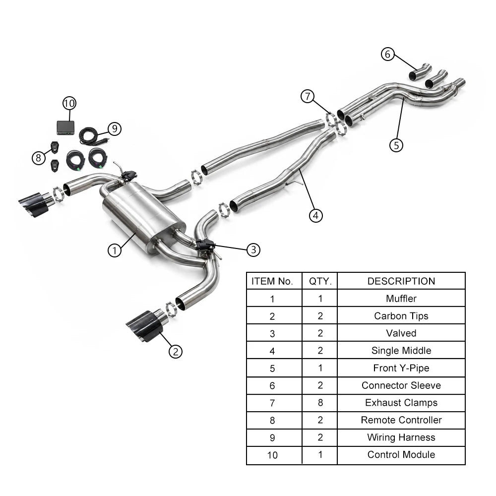 Toyota GR Supra A90 A91 2020+ B58 3.0L Stainless Steel 2-Tip Valved Cat-Back Exhaust System