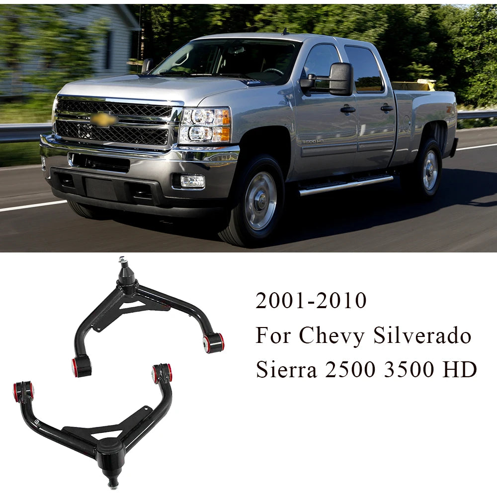 Chevrolet Silverado / GMC Sierra 2001-2010 Steel Front Upper Control Arms with PU Bushings for 2-4 inch Lift