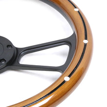 Load image into Gallery viewer, Universal 14 inch Real Mahogany Wood Half Wrap Steering Wheel with Aluminium Rivets, 4-Spoke