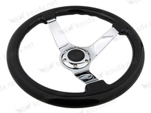 Load image into Gallery viewer, Classic 14 Inch 350mm Deep Dish Wood Steering Wheel with Chrome Spokes - Black Ring, 45mm Dish
