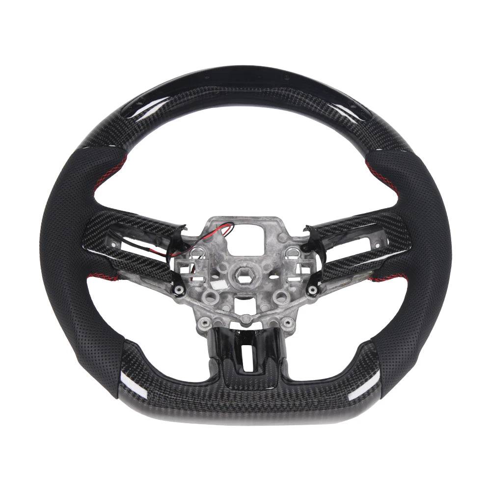 Ford Mustang EcoBoost / GT / GT350 / GT350R 2015-2017 Carbon Fibre Leather LED Steering Wheel - Non-Heated