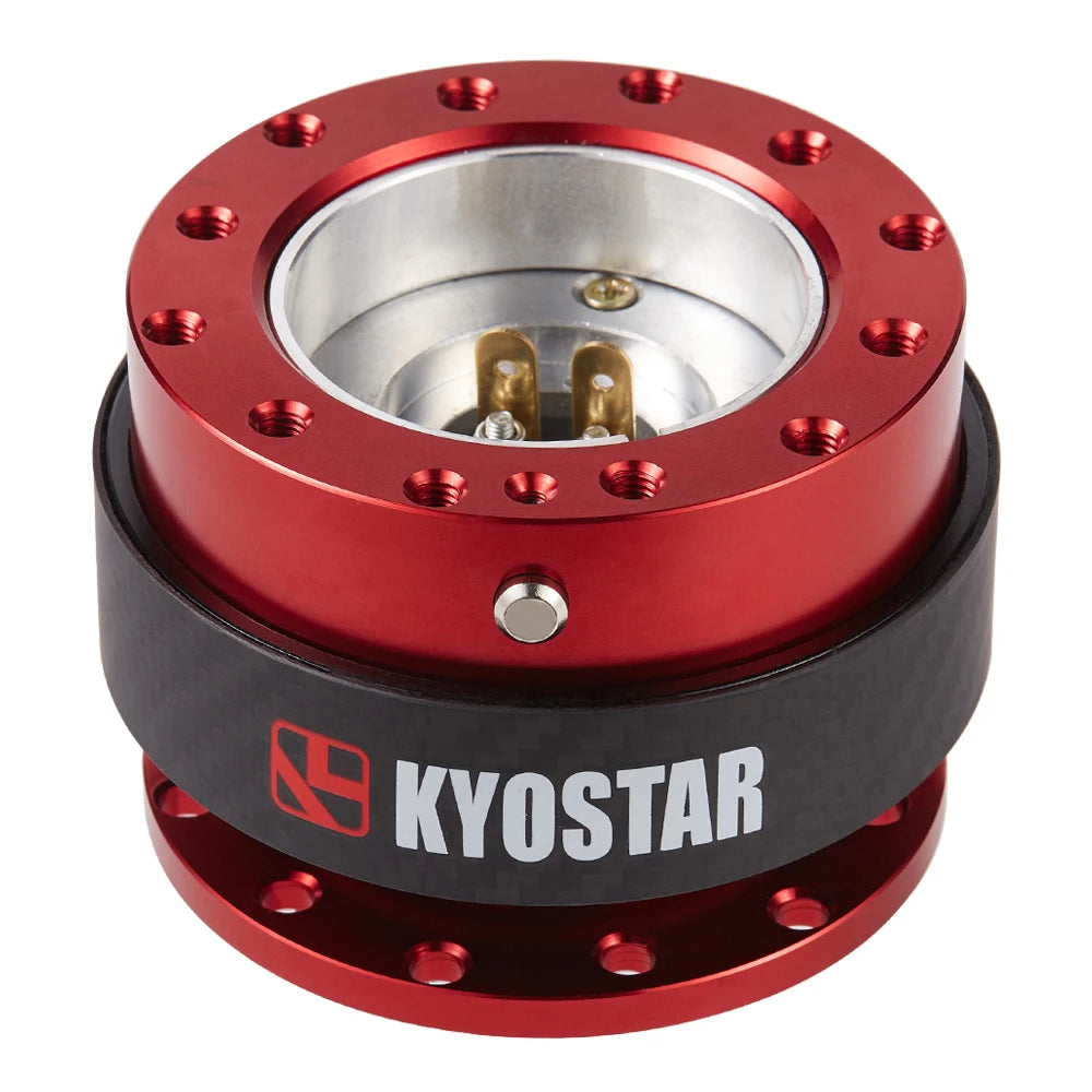 Universal 9 cm Dry Carbon Fibre and Aluminium Steering Wheel Quick Release Control Hub, Blue or Red