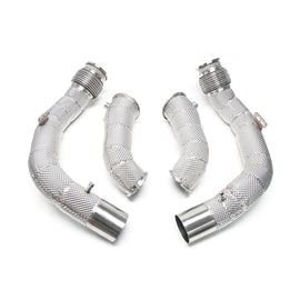BMW F90 M5 F91 F92 F93 M8 S63 4.4TT Racing Downpipe Test Pipe with Heat Shield - 304 Stainless Steel