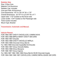Load image into Gallery viewer, 3 ROWS Radiator for 1963-1968 Chevy Bel Air Impala 1964-1967 EI Camino at CC289