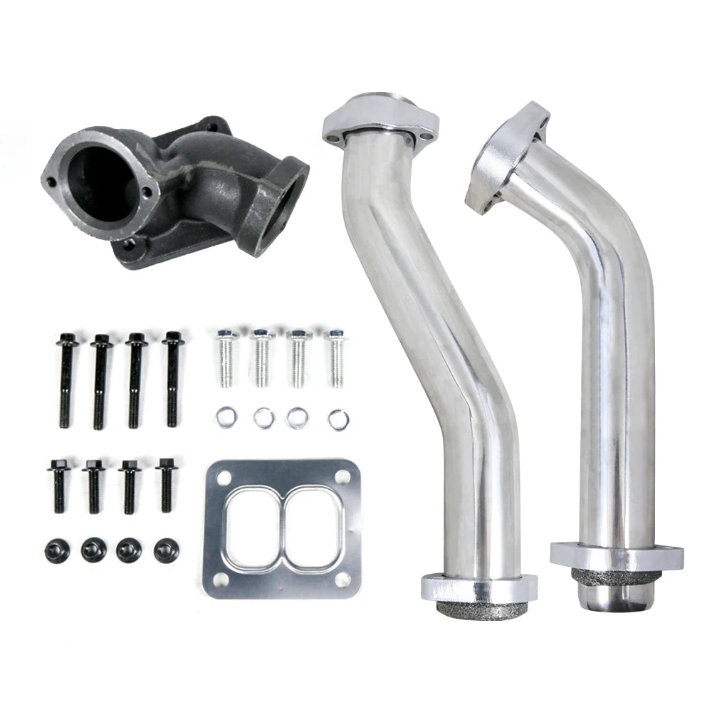 Ford 7.3L Powerstroke 1994-1997 Stainless Steel Bellowed Turbo Up-Pipe Kit with Turbo Pedestal
